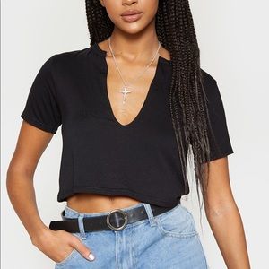 Basic black V neck T-shirt